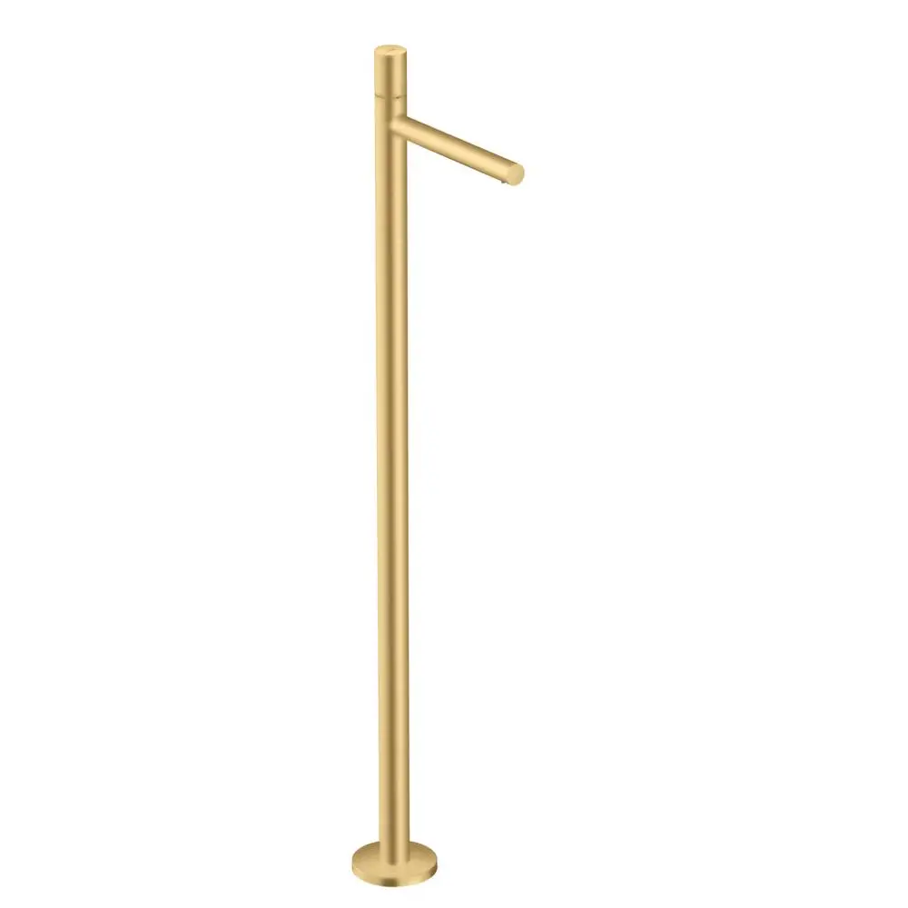 Bodenstehender Einhebel-Waschtischmischer in Brushed Gold Optic von AXOR mit seitlichem Hebel und ohne Ablaufgarnitur. Minimalistisches Design für moderne Badezimmer.